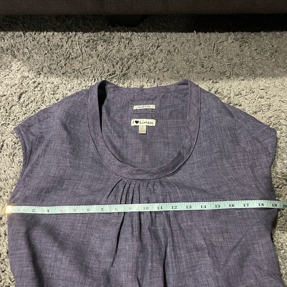 Malvin Hamburg Small Lagenlook 100% Linen Mini Dress Blue Scoop Neck Pockets - Picture 6 of 7